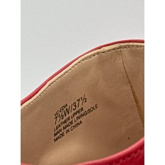 Vince Camuto Red Leather Peep-Toe Studded Bootie Heels 7.5W With Zipper Closure - Picture 4 of 8